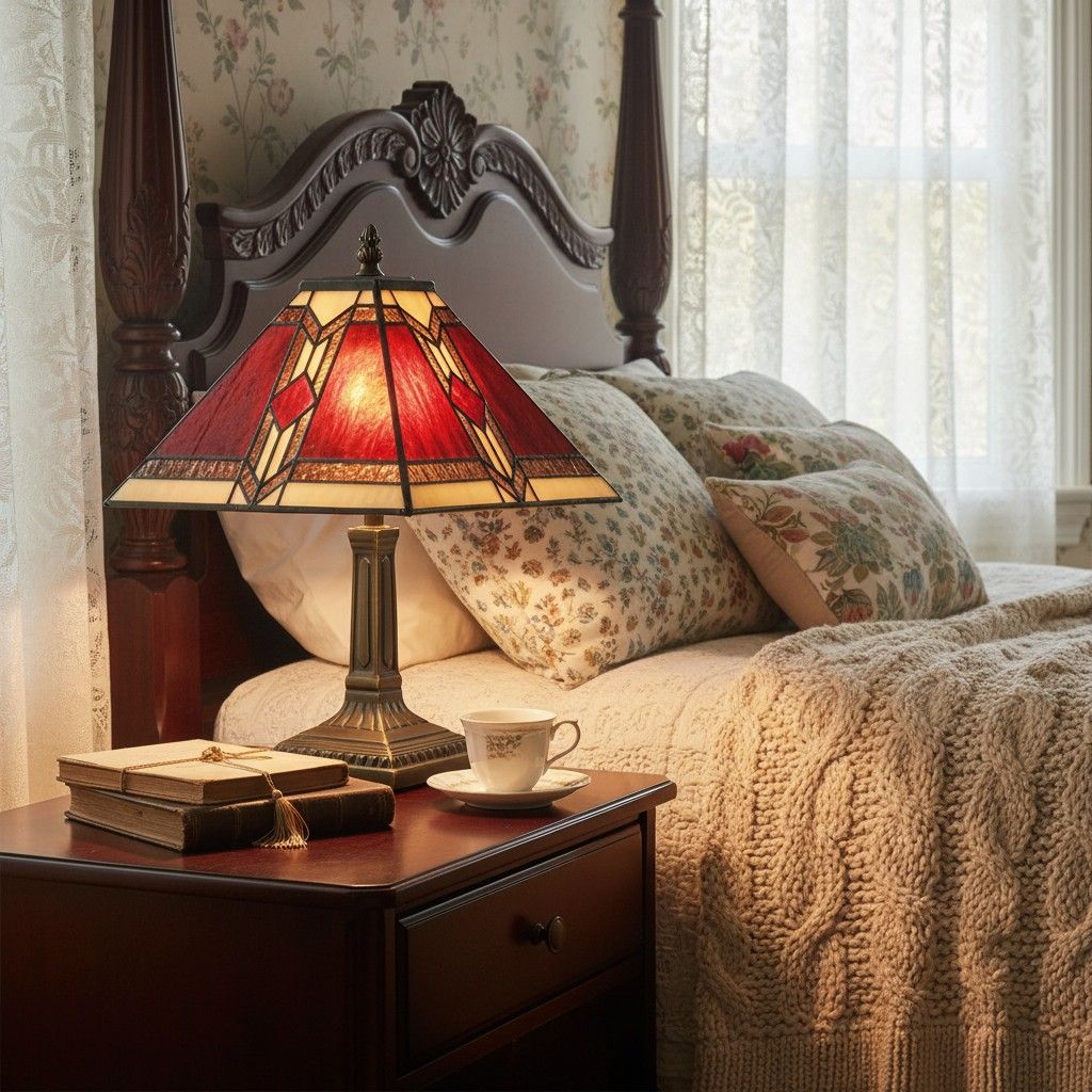 TiffStar Buntglas Tischleuchte – Vintage Stil Buntglas geeignet für Schlafzimmer und Wohnzimmer | Souliia