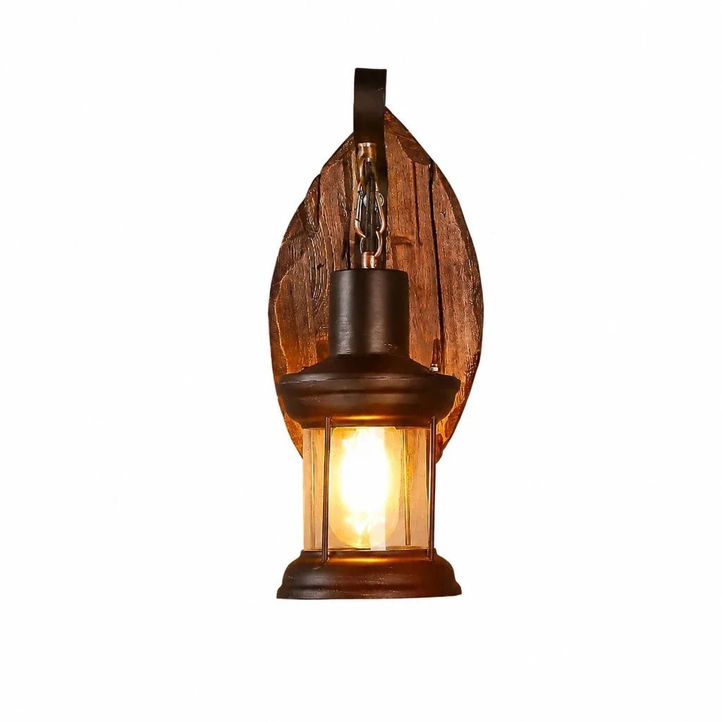 Rustic Ship Wood Industrial Wall Sconce Lamp | Souliia
