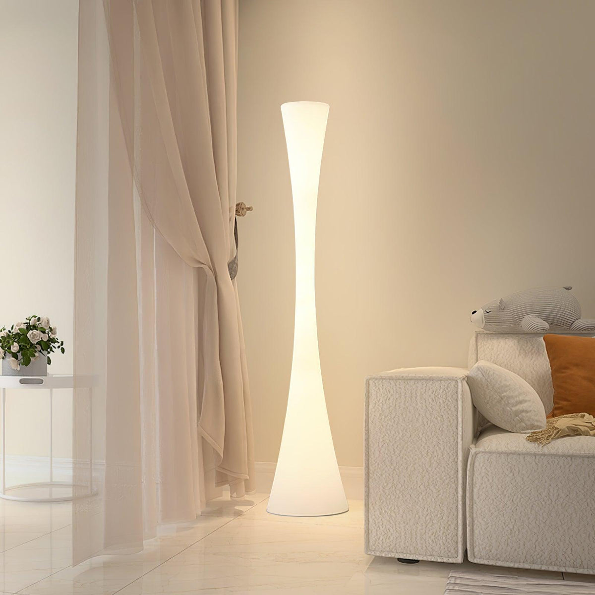 Romantic Simple White Column Floor Lamp M27 | Souliia