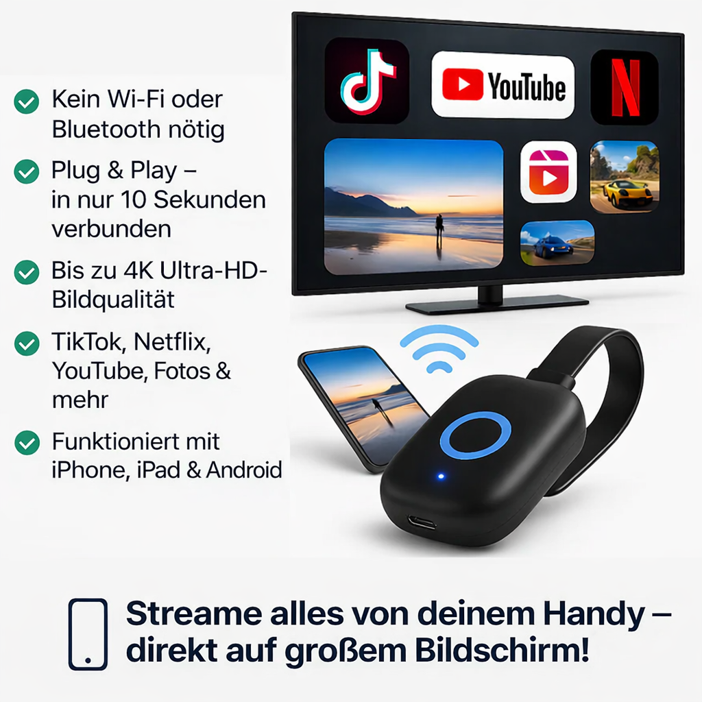 Wireless Display Receiver Adapter | HDMI Plug-and-Play Streaming Gadget | StreamLink - Souliia