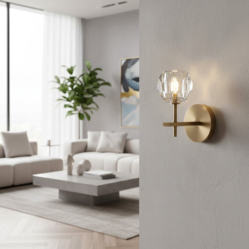 Lustrielle klare Glas-Zylindrische Wandleuchte – moderne luxuriöse Wandlampe für den Flur | Souliia