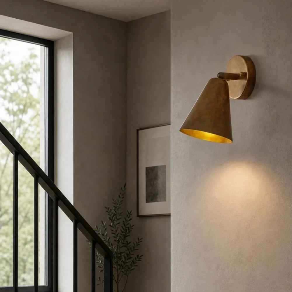 Retro Brass Cone Wall Lamp | Souliia