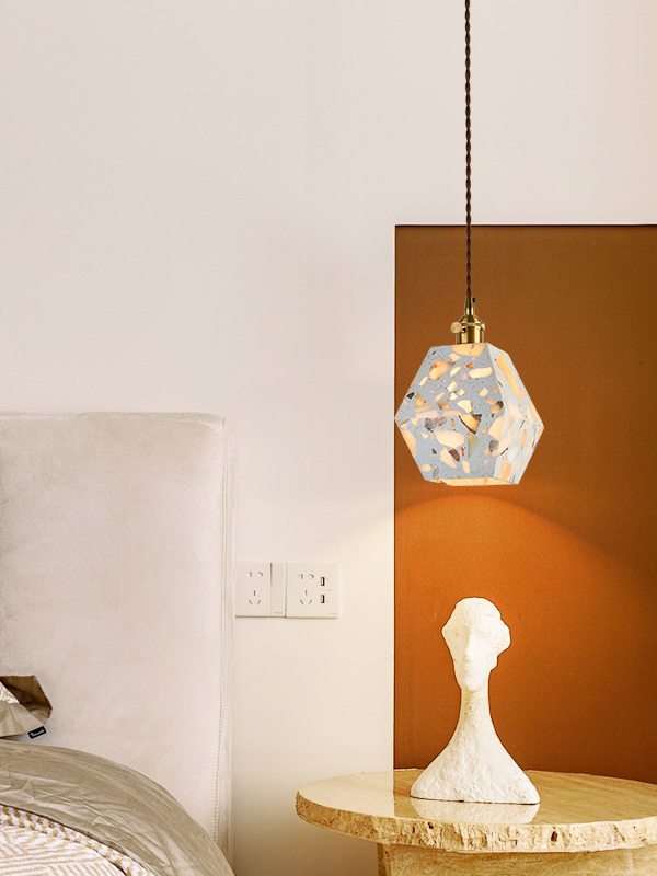 Wabi-sabi Style Water-polished Translucent Stone Retro Pendant Lamp | Souliia