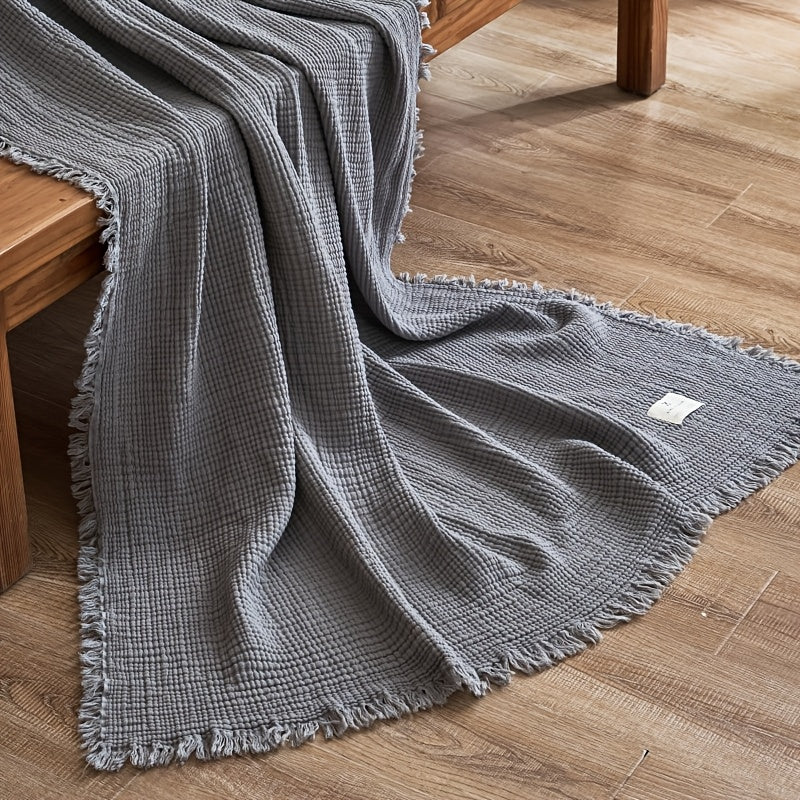 Softcloud Four-Layer Cotton Crepe Blanket — Neutral Beige, Lightweight