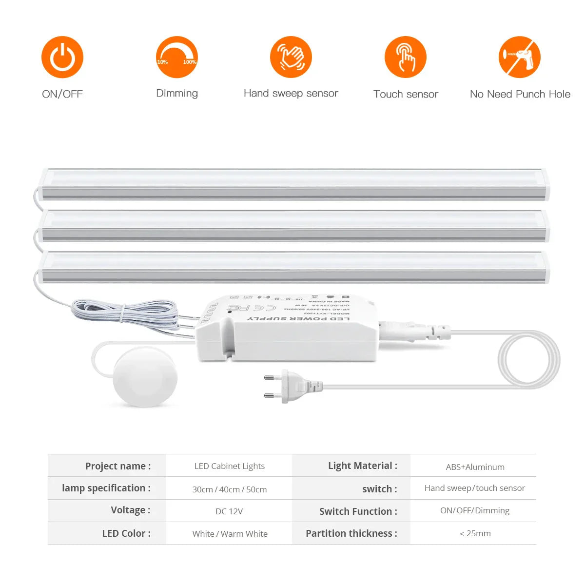 Under-Cabinet LED Light with Sensor – Touchless and Dimmable - Souliia