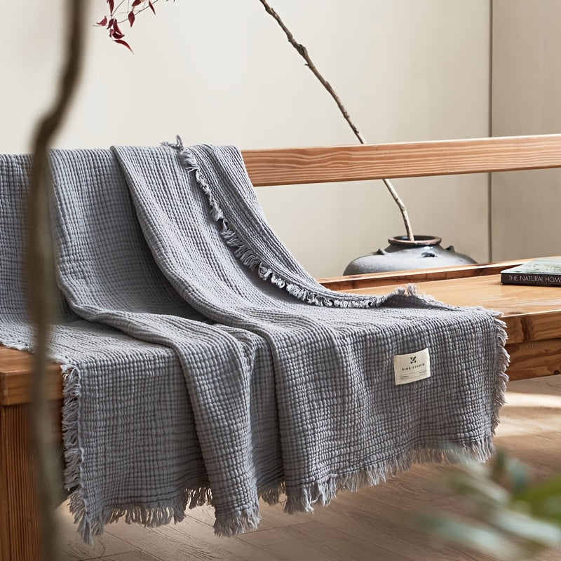 Softcloud Four-Layer Cotton Crepe Blanket — Neutral Beige, Lightweight
