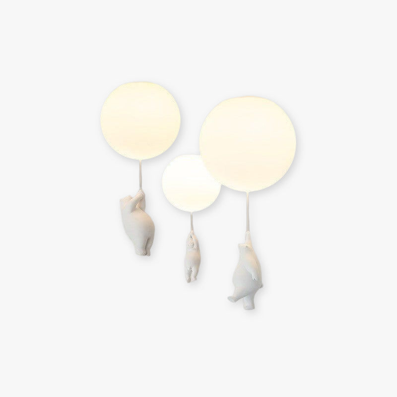 CosmoNest Balloon LED Ceiling Lamp — Suspended Bear Motif, Vibrant Balloon Accents