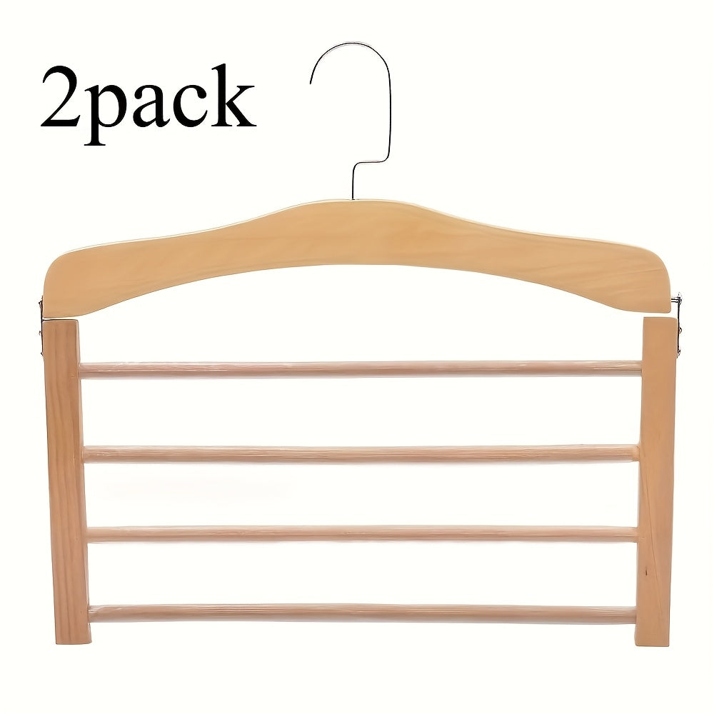 Set of 2 Multi-Layer Wooden Trouser Hangers - Souliia