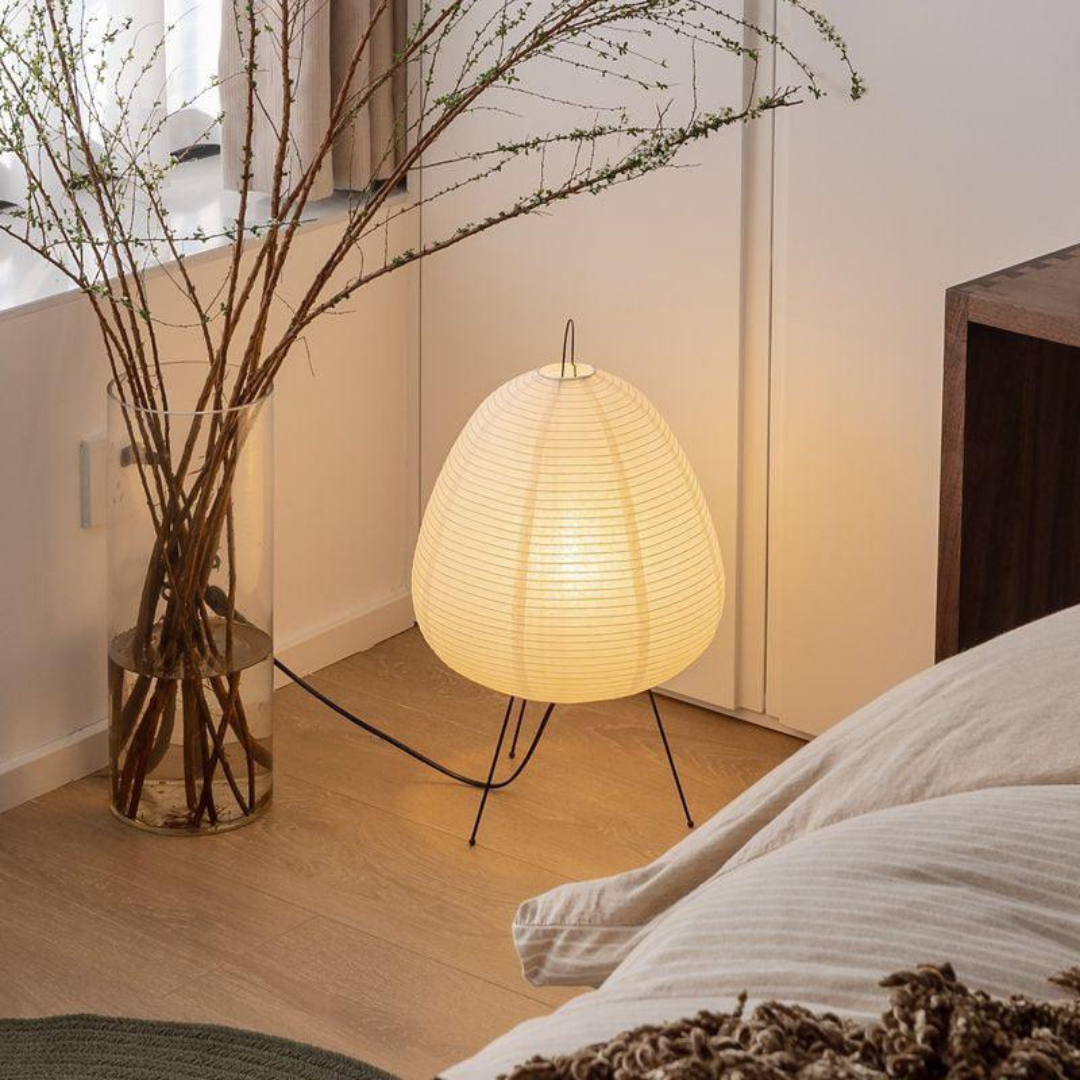 NovaNest Bamboo Frame Floor Lamp — Rice Paper Shade