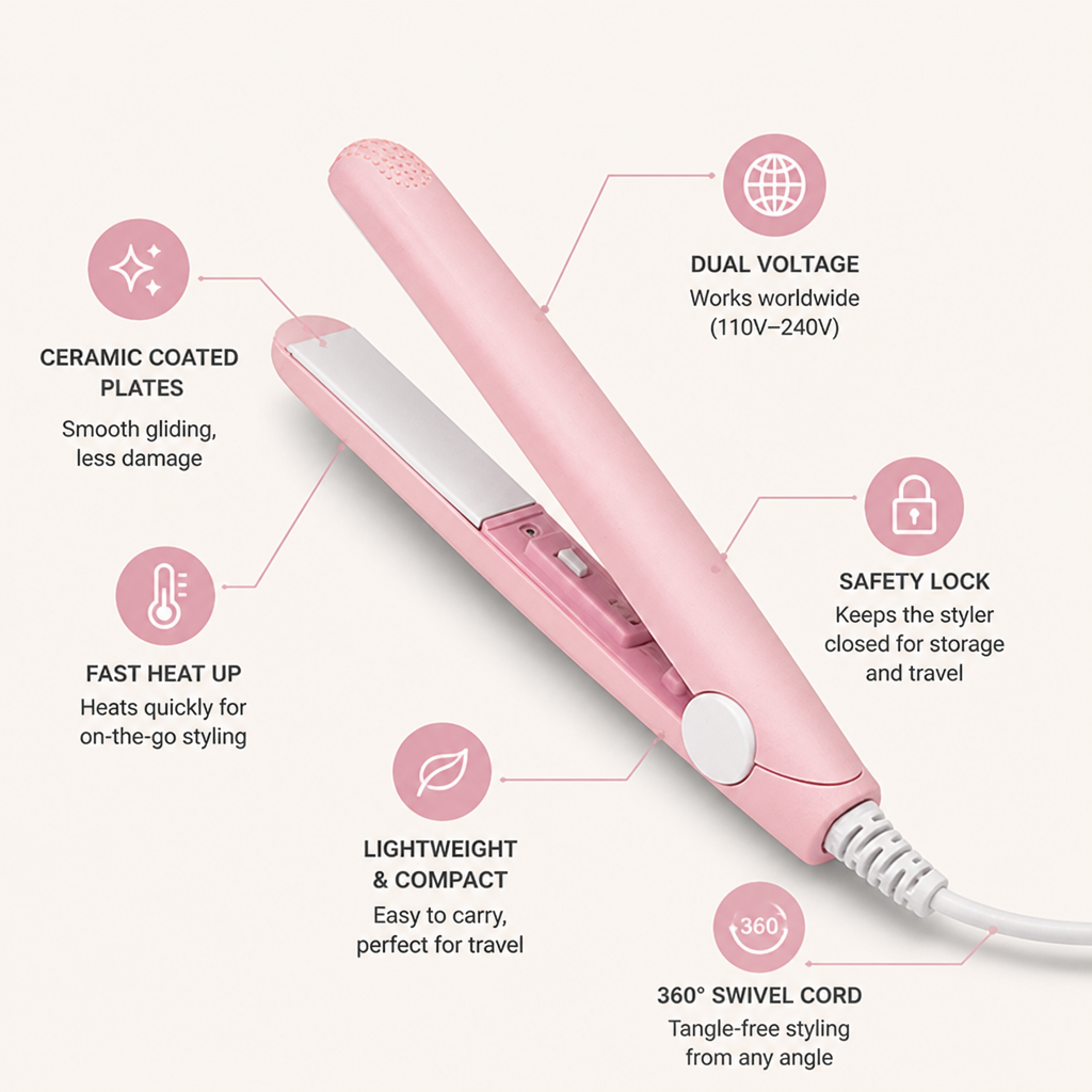 VioraLux Mini Styler — Salon-Perfect Hair That Turns Heads Everywhere You Go - Souliia