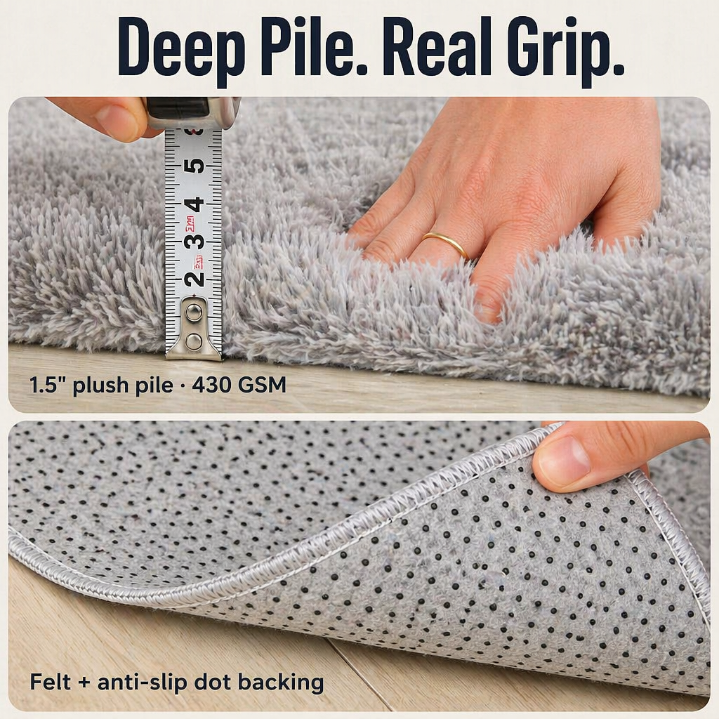 VelaraNest — Sinken Sie in wolkenweichen Plüsch, der auf Hartholz haftet und sich sauber waschen lässt – Souliia