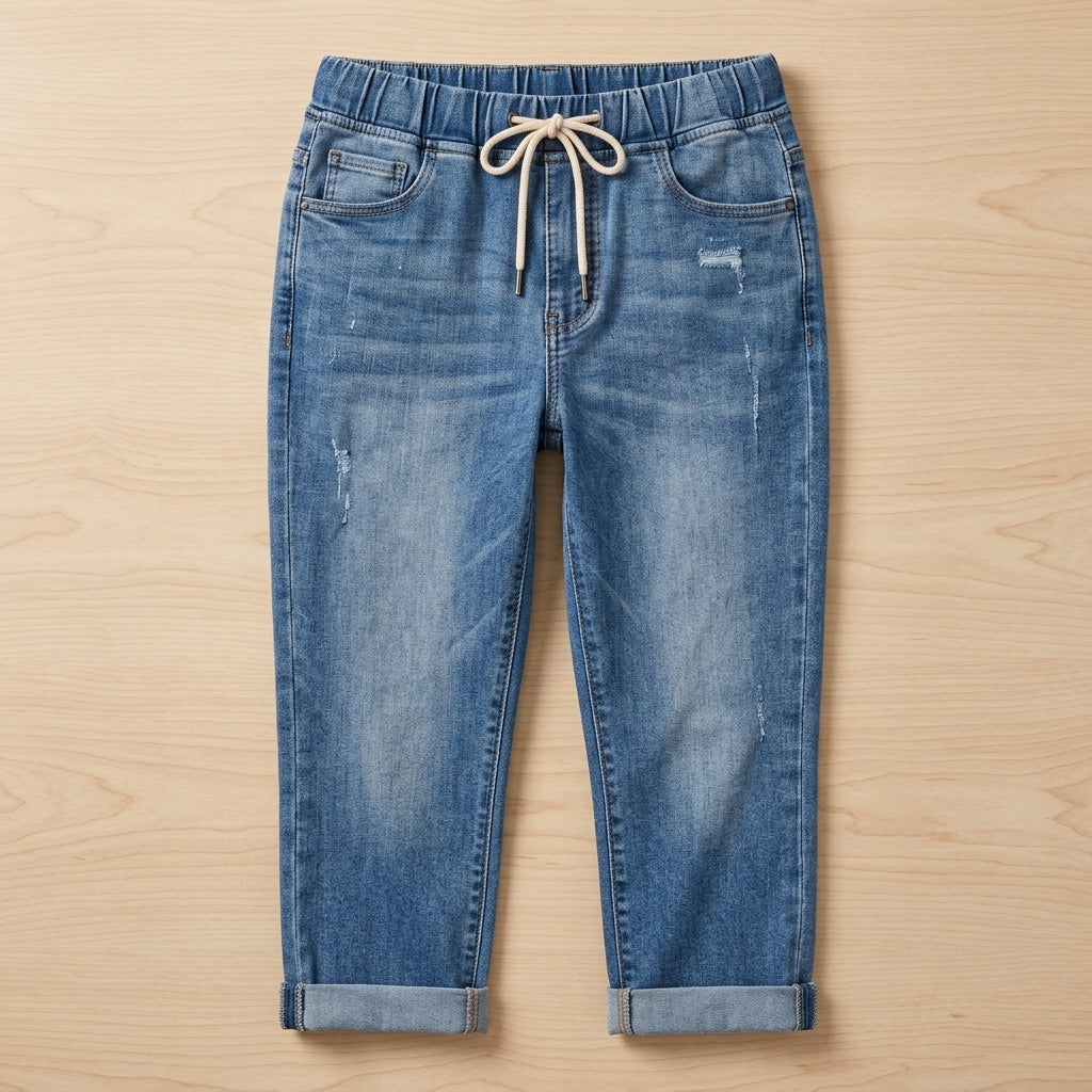 VivaForma – Relaxed Pull-On Stretch Jeans with Adjustable Drawstring Waist - Souliia