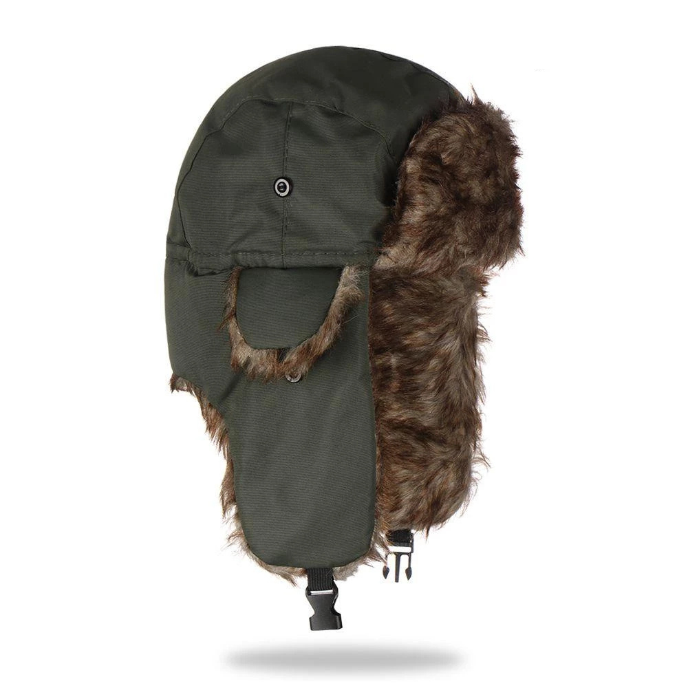 Cappello da sci aviator in ecopelliccia soffice — Copertura invernale completa con paraorecchie