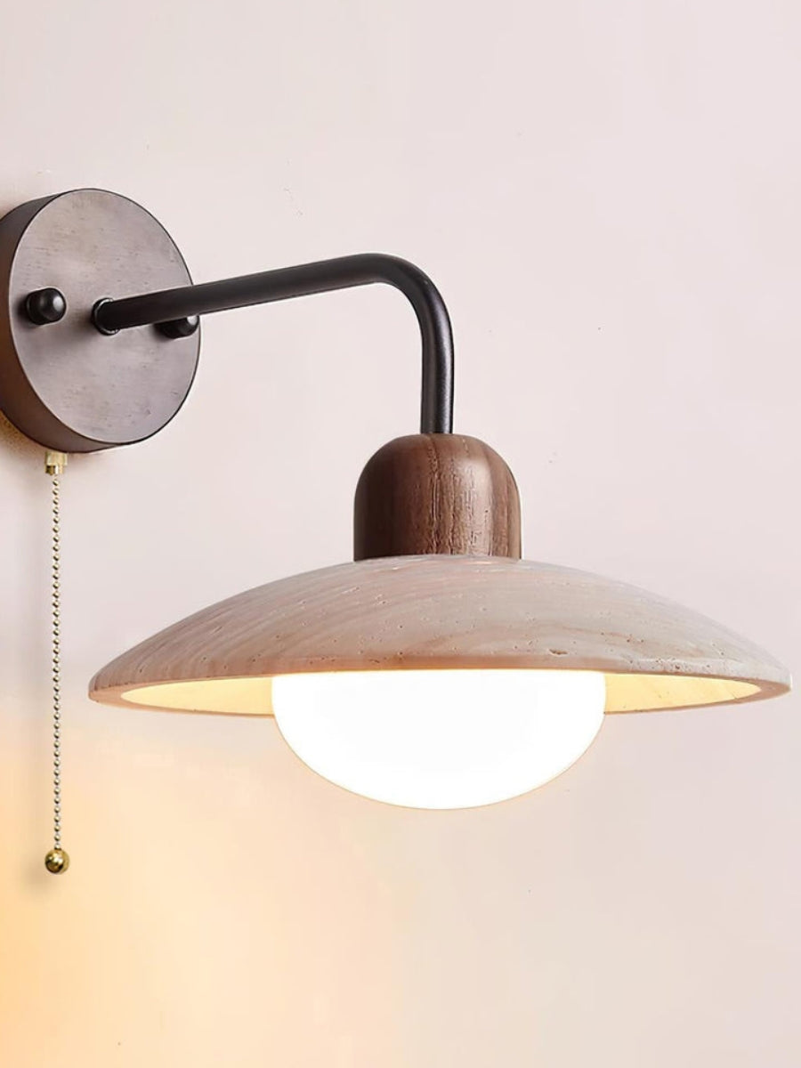 Travira Disc Travertine Wall Light - Modern Minimalist Sconce for Living Room | Souliia