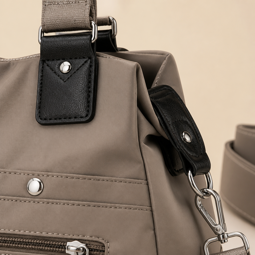 VeroStride – Soft Nylon Shoulder Bag with Detachable Crossbody Strap - Souliia