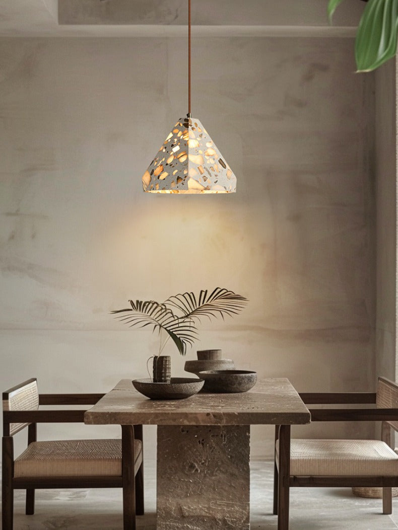 Wabi-sabi Style Water-polished Translucent Stone Retro Pendant Lamp | Souliia