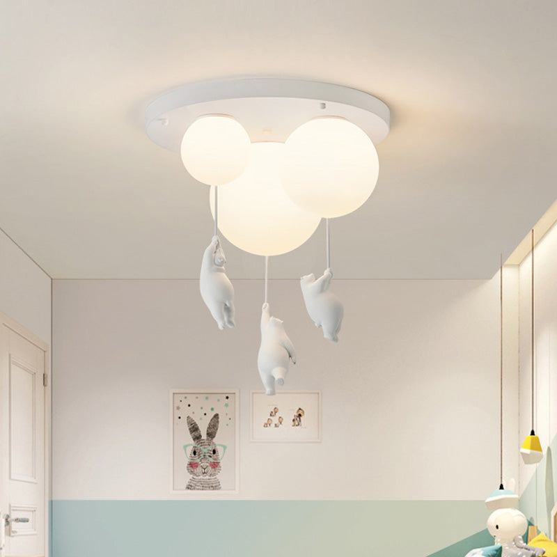 CosmoNest Balloon LED Ceiling Lamp — Suspended Bear Motif, Vibrant Balloon Accents