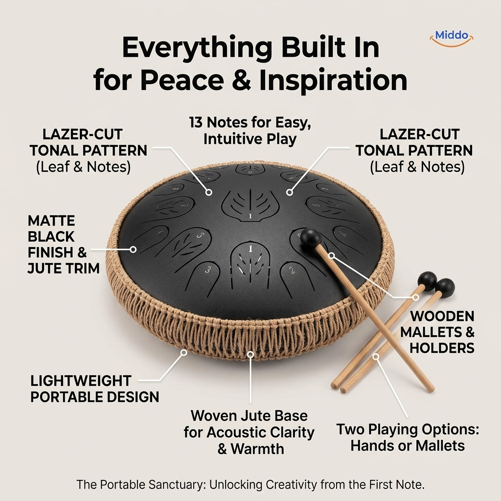 SereniTone Steel Tongue Drum — Instantly Melt Stress and Unlock Your Creative Flow - Souliia