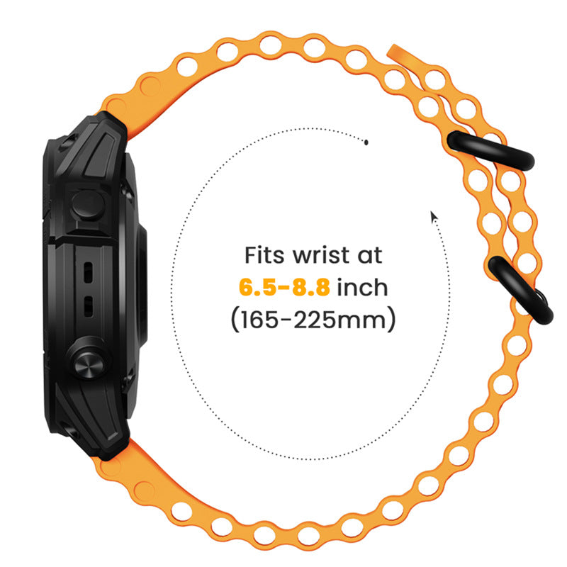 AquaStride Silicone Ocean Band — 22mm and 26mm Replacement Strap for Garmin