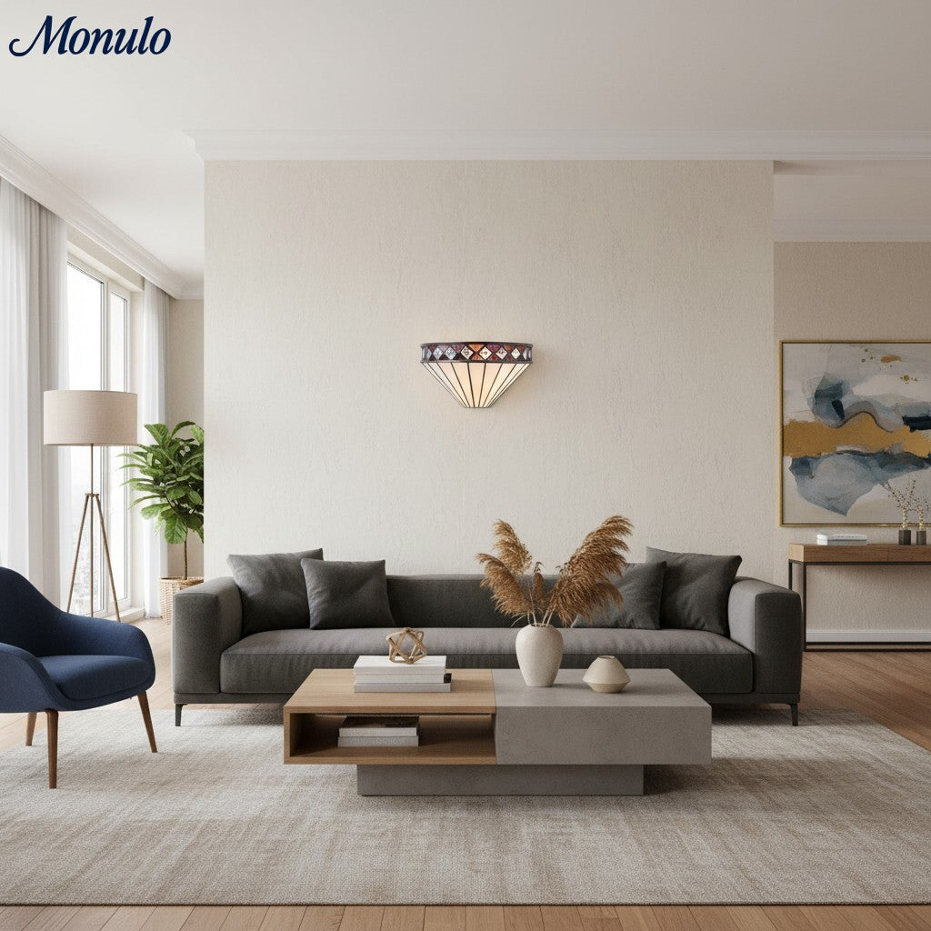 TF Geometrische Rhombus-Wandleuchte - Moderne Metall- und Glasleuchte für Flur und Schlafzimmer | Souliia