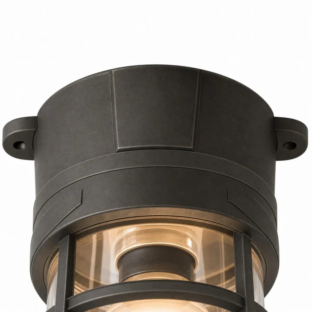 Patnox Industrial Glass Flush Mount Ceiling Lamp | Souliia