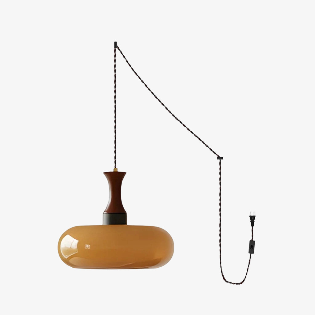 Velora Scandinavian Farmhouse Pendant with Glass Shade Modern Plug-In Design | Souliia