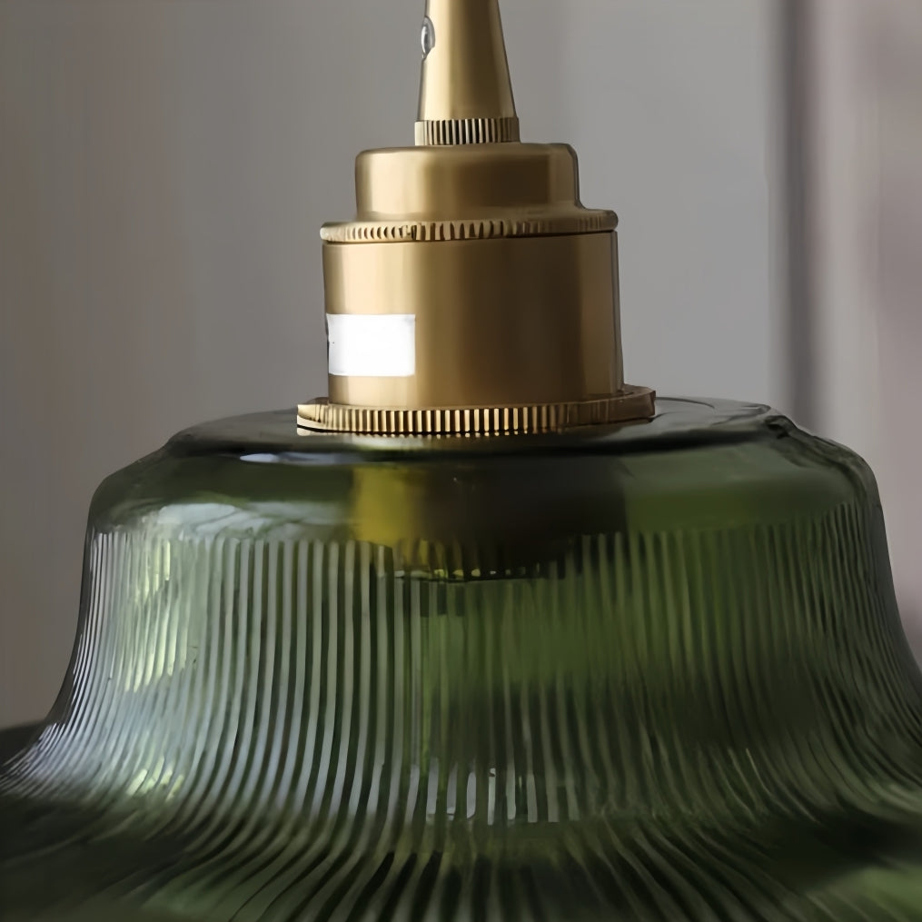 Ribilux Ribbed Pendant Light - Vintage Glass and Metal for Kitchen and Dining Room | Souliia