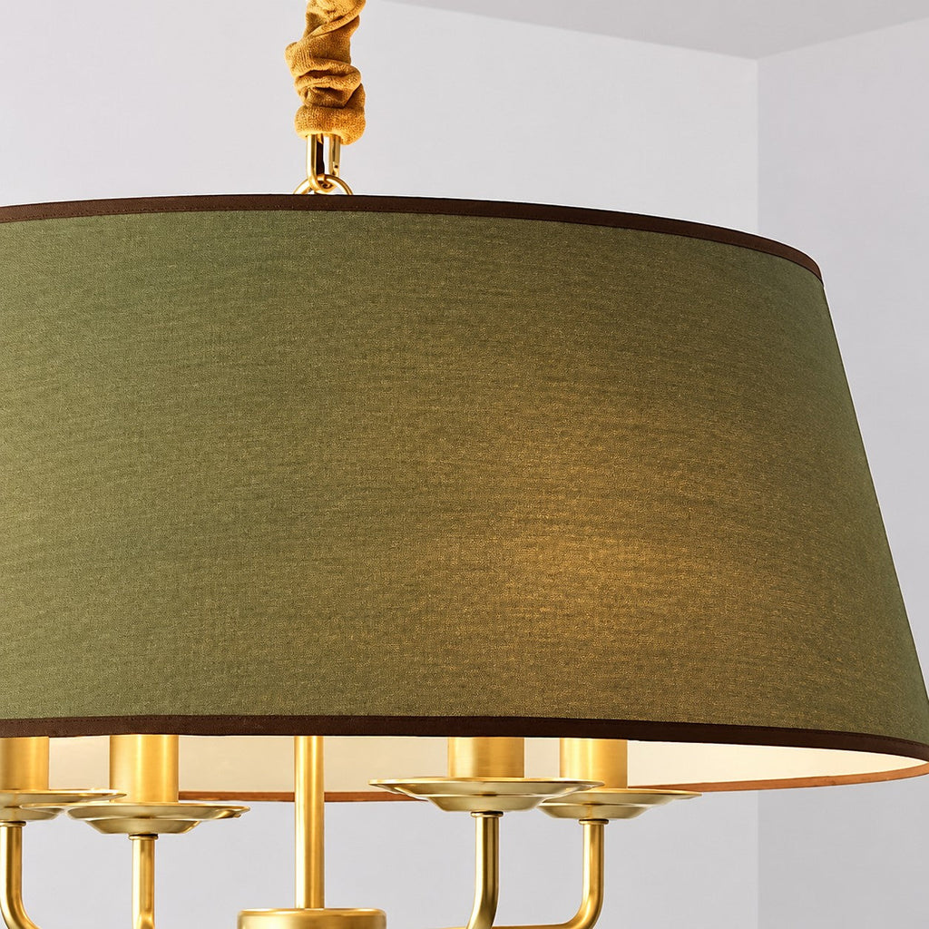 Tela Stoffschirm-Kronleuchter mit geschwungenem Arm-Design und Leinen-Schirmen - Metall Vintage-Stil für Esszimmer | Souliia