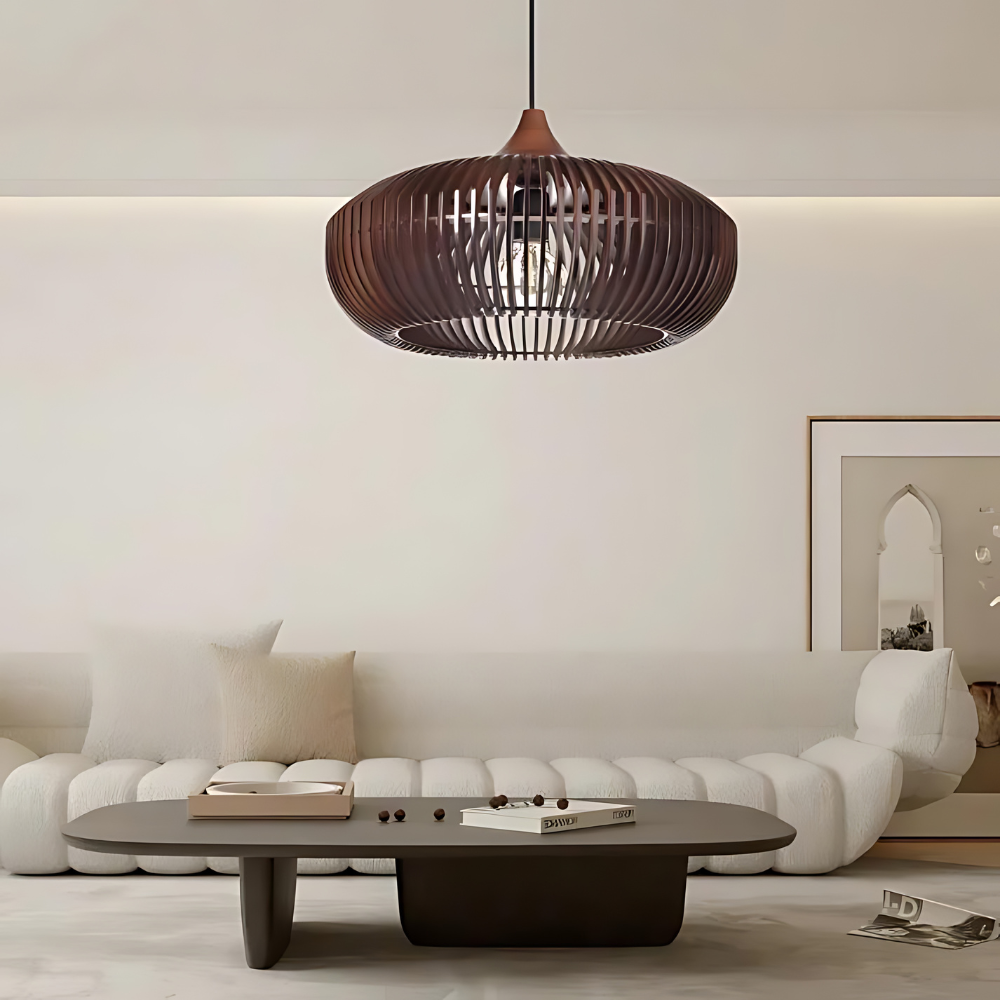 The Halo of Zen Japandi Wood Pendant Light | Souliia