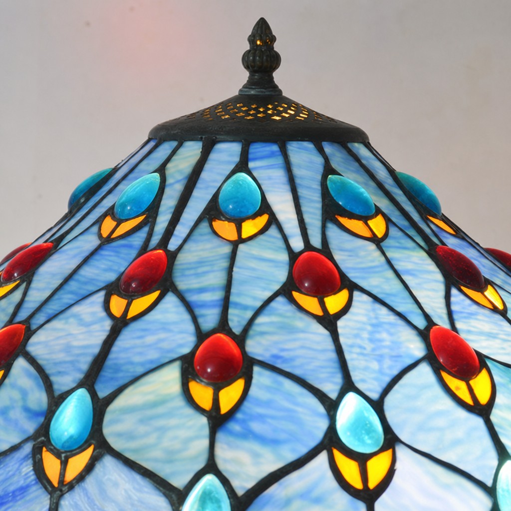 TF Tivanny Art Deco Stained Glass Table Lamp - Vintage Style for Bedroom or Living Room | Souliia
