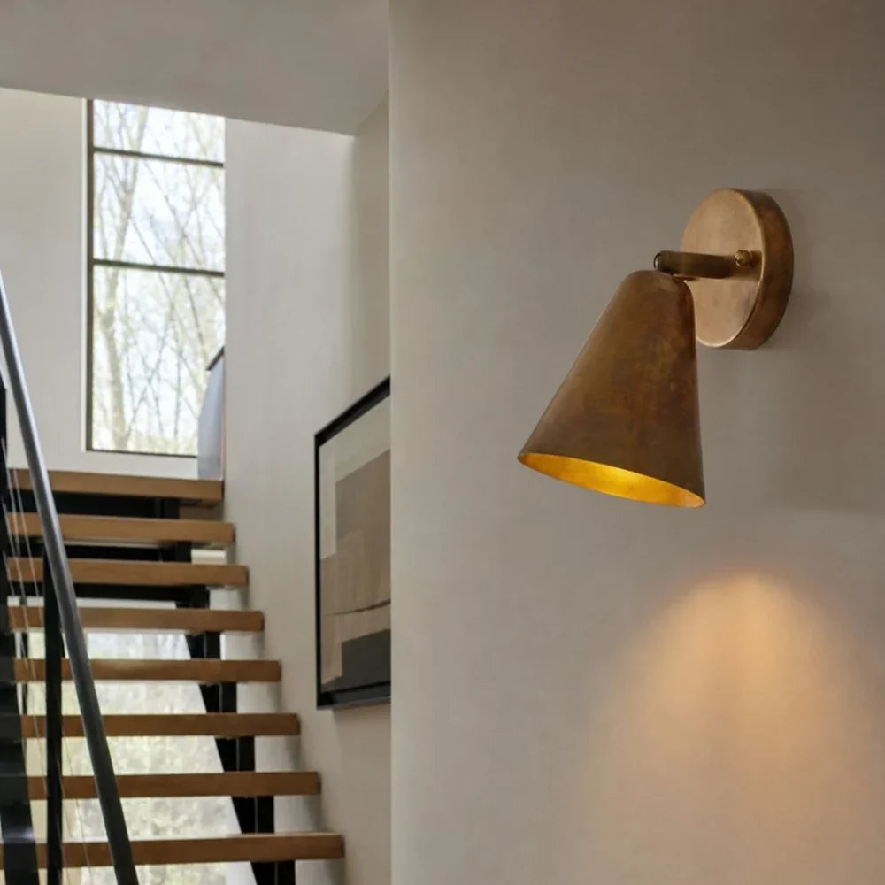 Retro Brass Cone Wall Lamp | Souliia