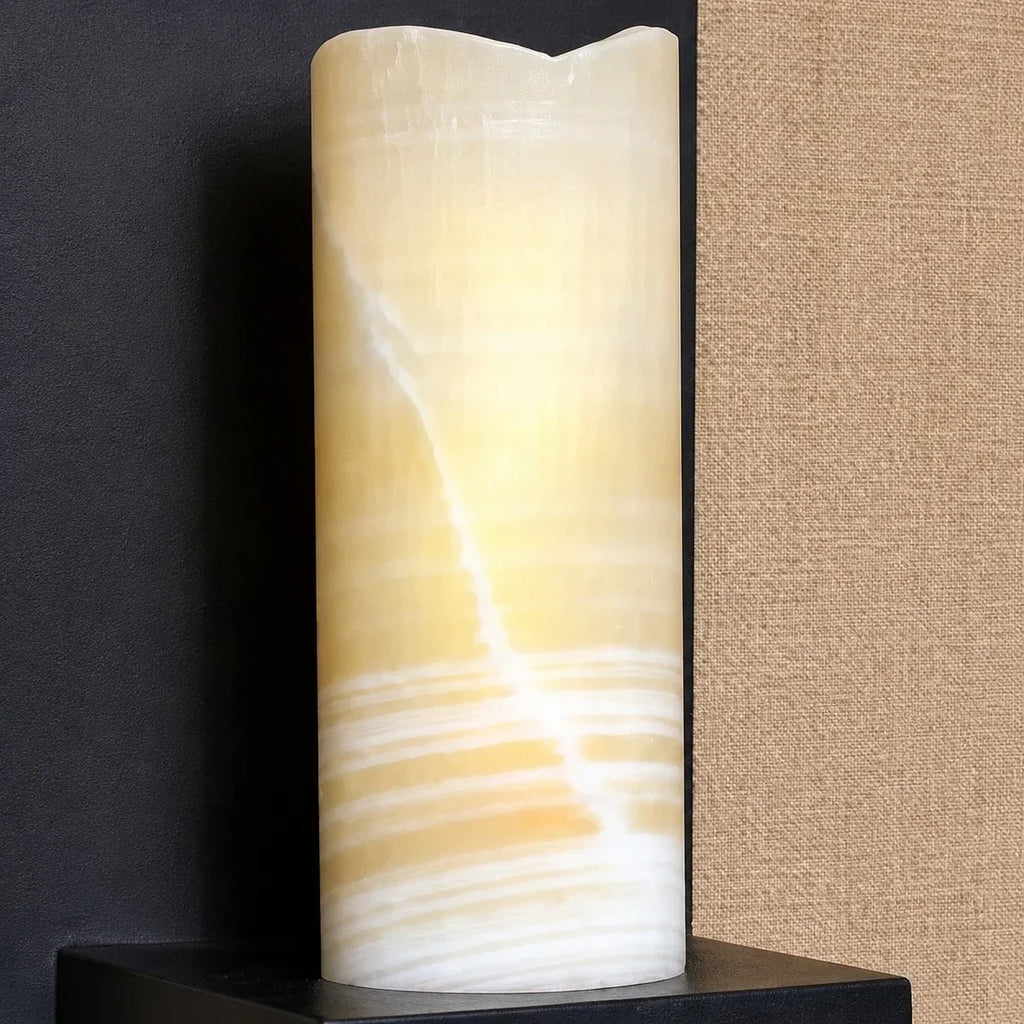 Rustic Black Metal Wall Sconce with Cream Stone-Look Shade | Souliia