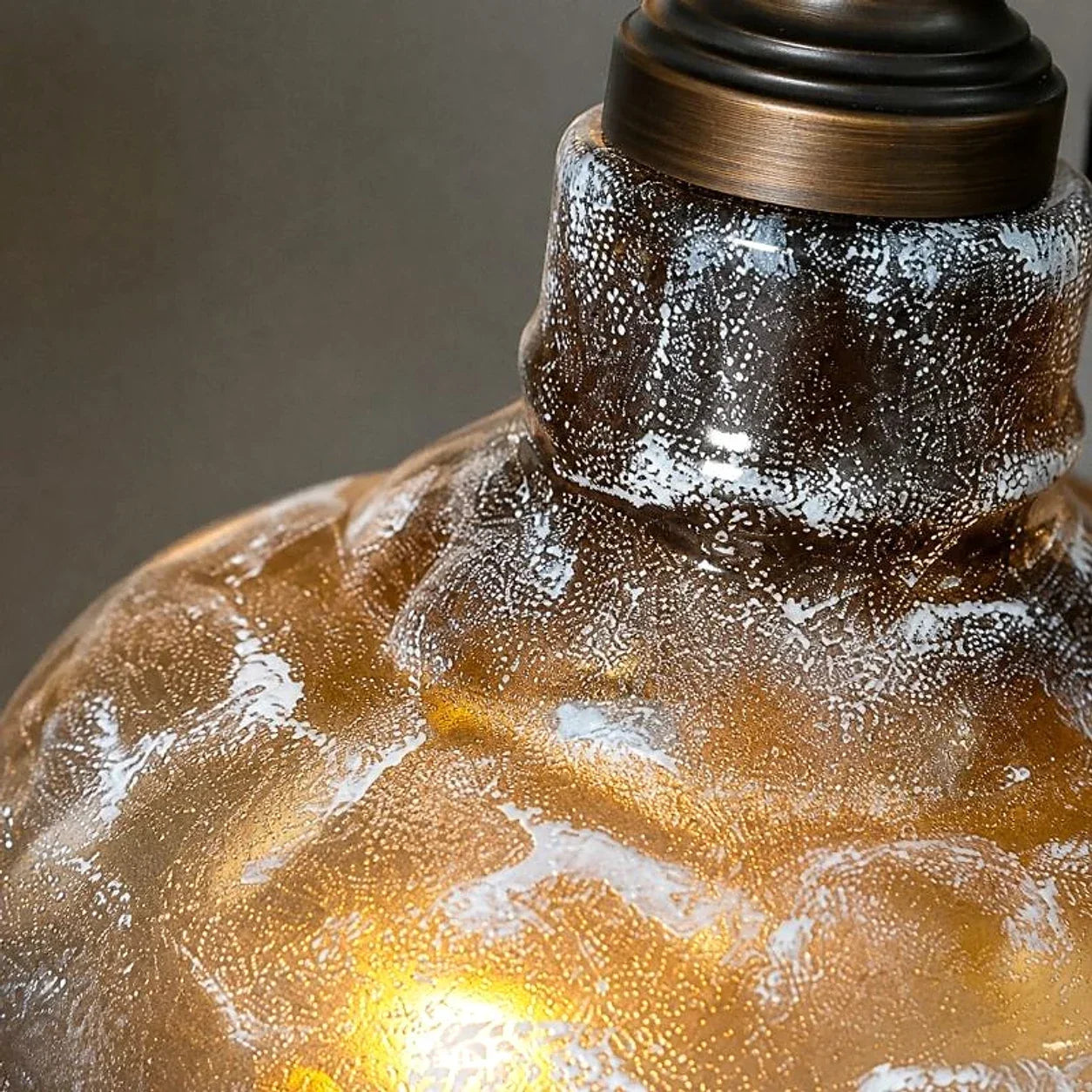 Smoky Gray Glass and Brushed Bronze Metal Pendant Light | Souliia