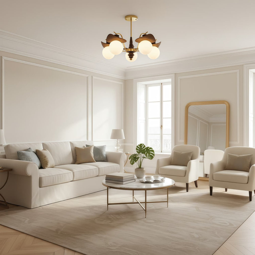 Solvane Multi Arm Chandelier with Glass Shades - Retro Decorative Lighting for Dining Room | Souliia