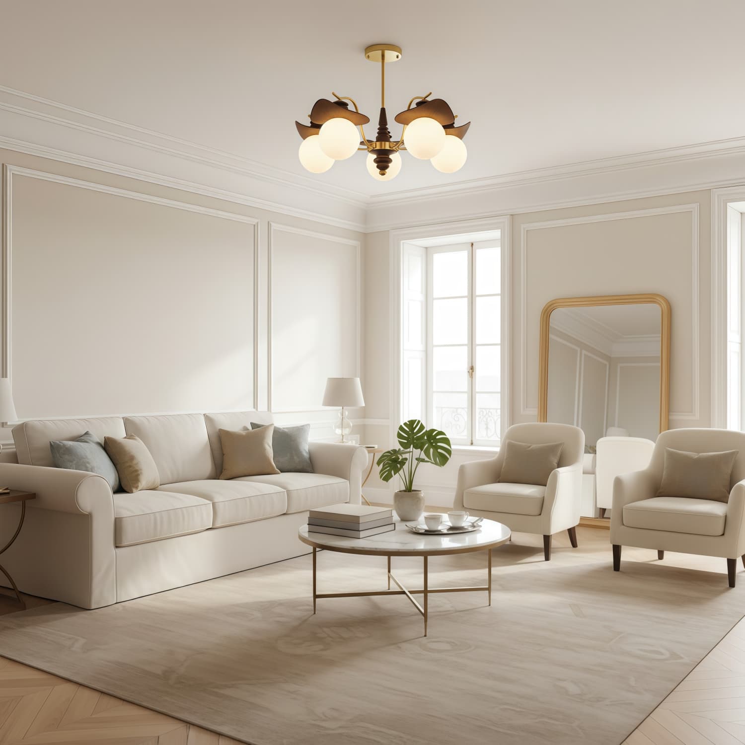 Solvane Multi Arm Chandelier with Glass Shades - Retro Decorative Lighting for Dining Room | Souliia