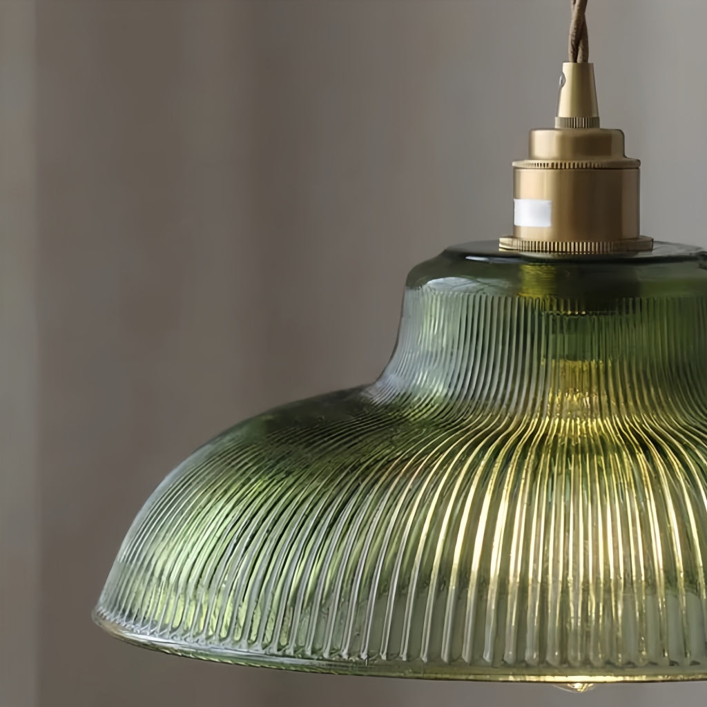 Ribilux Ribbed Pendant Light - Vintage Glass and Metal for Kitchen and Dining Room | Souliia