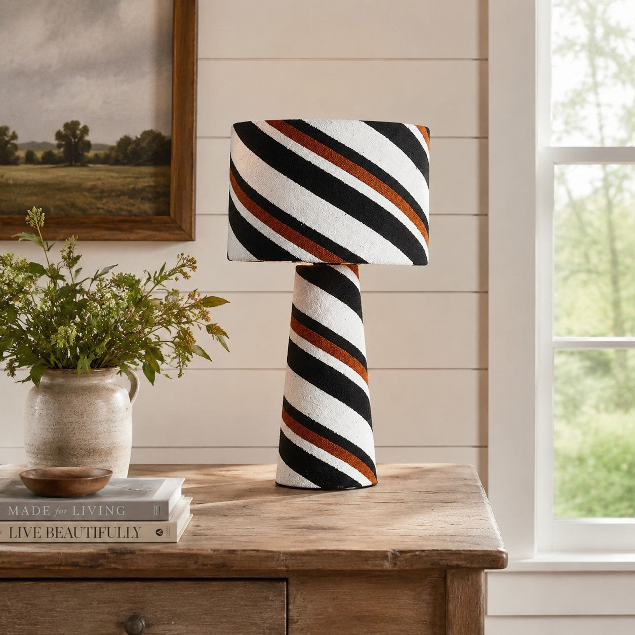 Striped Fabric Table Lamp | Souliia
