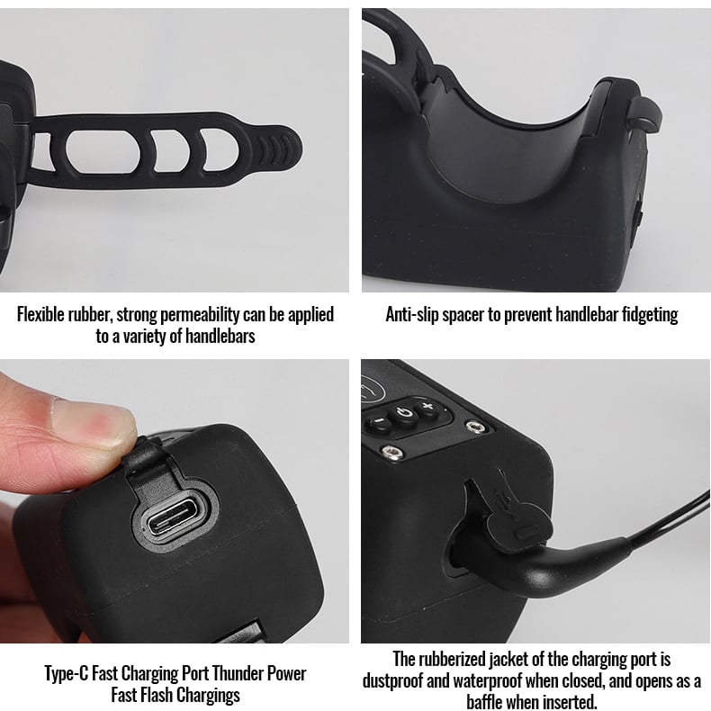 USB Rechargeable Bicycle Light with Built-in Horn - Souliia