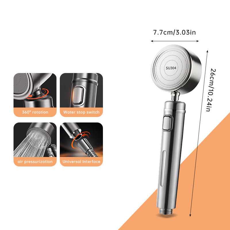 Steelrain Handheld Shower Head — Stainless Steel Construction, Powerful Spray Design