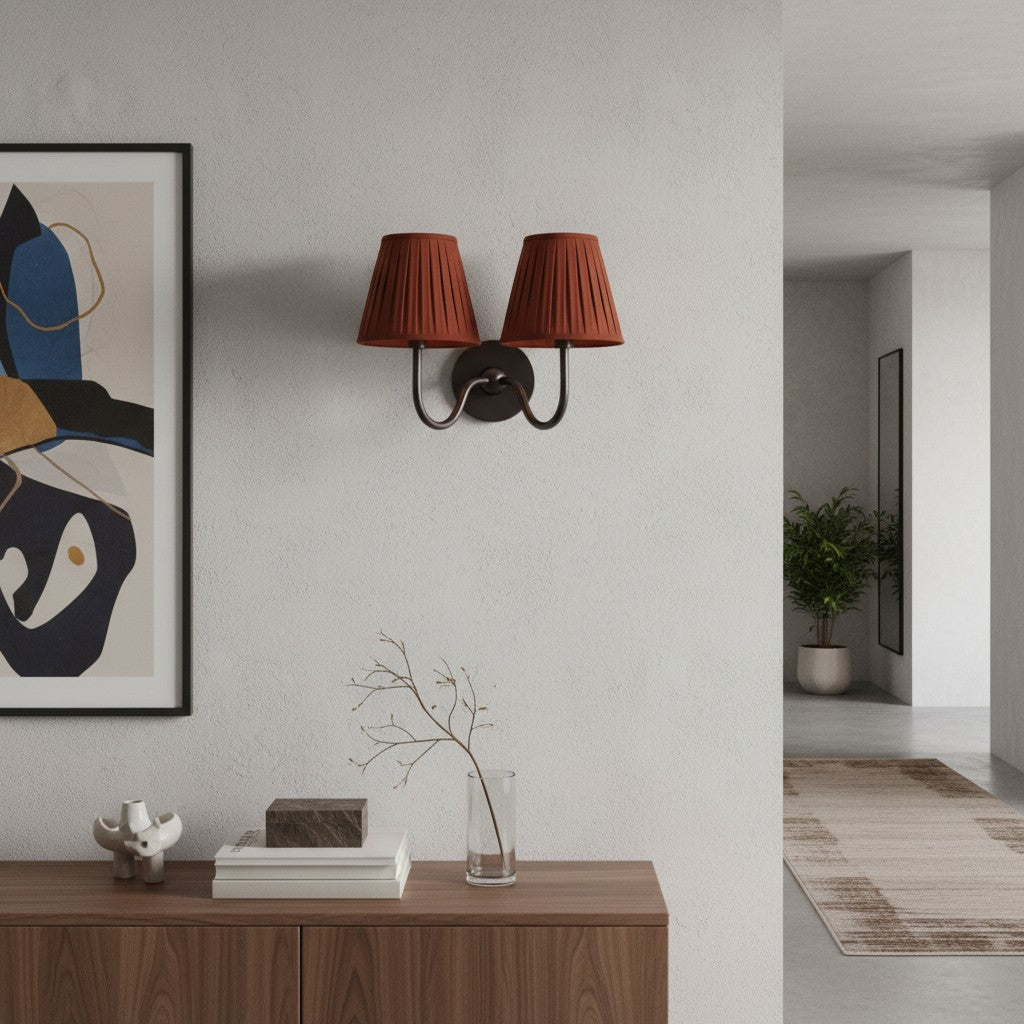 Luvora Fabric Shade Wall Sconce with Drum Shade - Classic Pleated Sconce Light | Souliia