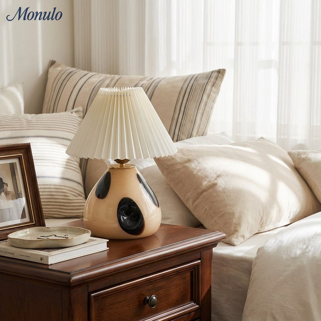 Undara Minimalist Fabric Pleat Table Lamp - Modern Nordic Lighting for Home Office and Side Tables | Souliia