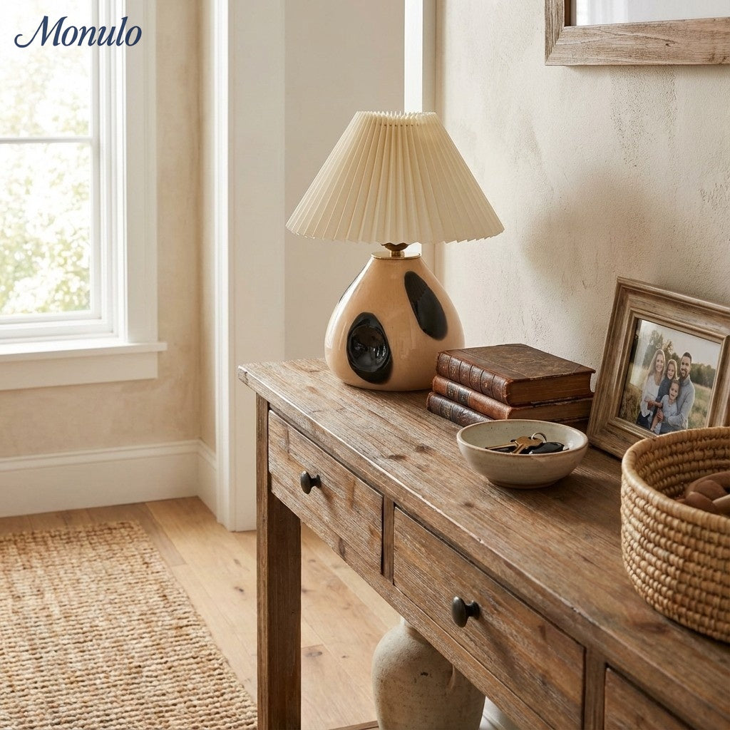 Undara Minimalist Fabric Pleat Table Lamp - Modern Nordic Lighting for Home Office and Side Tables | Souliia