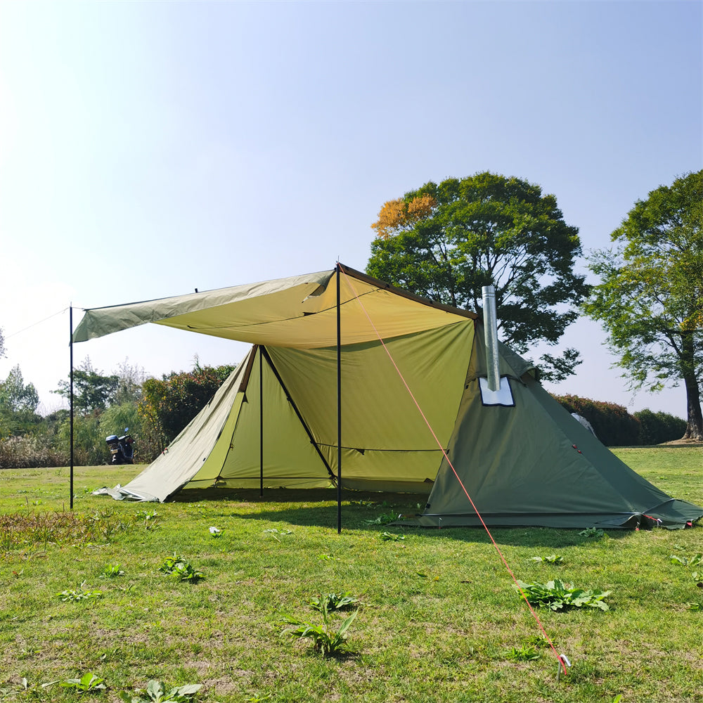 Winddichtes Zelt für Camping und Outdoor-Einsatz mit Ofenöffnung – 4 Jahreszeiten - Souliia