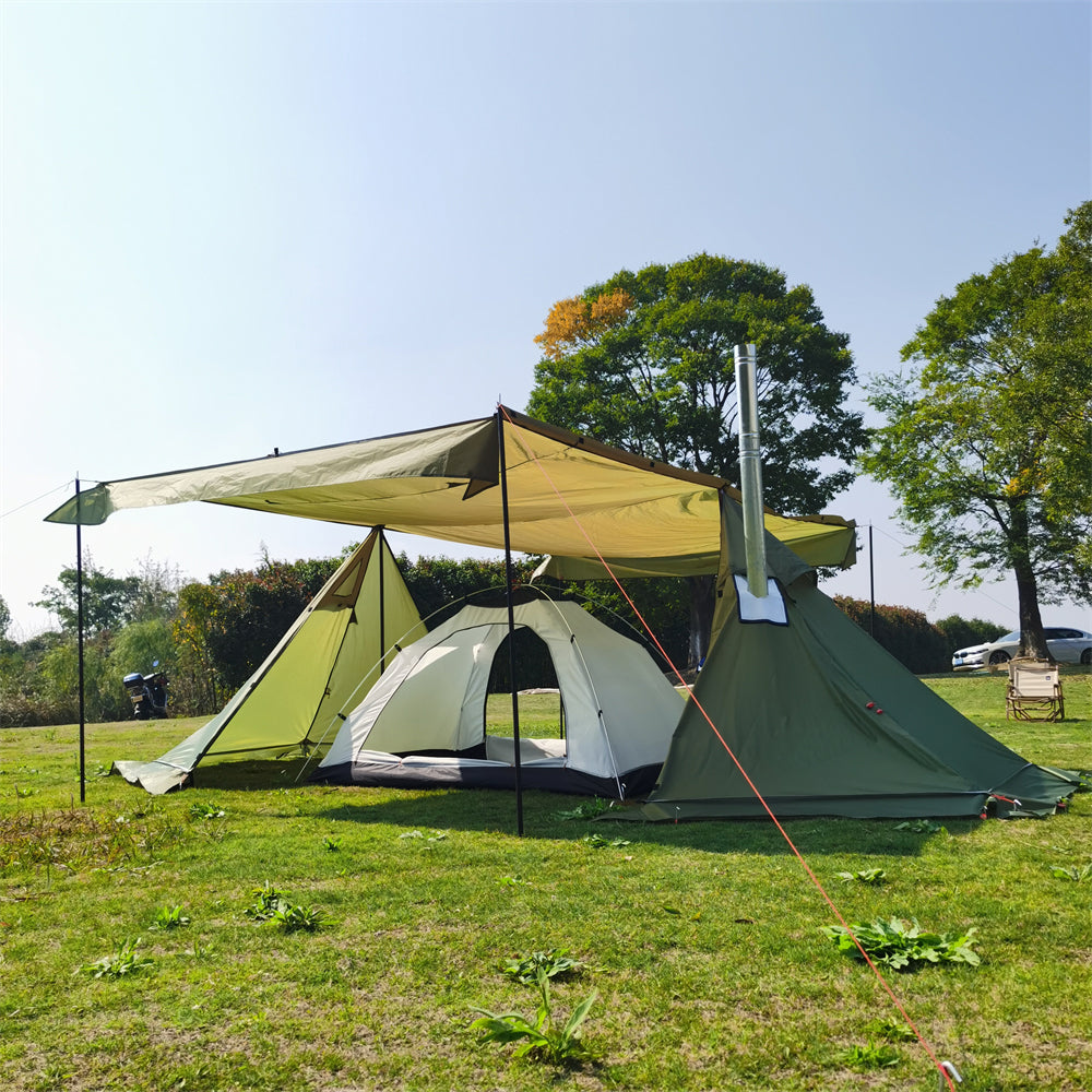 Winddichtes Zelt für Camping und Outdoor-Einsatz mit Ofenöffnung – 4 Jahreszeiten - Souliia