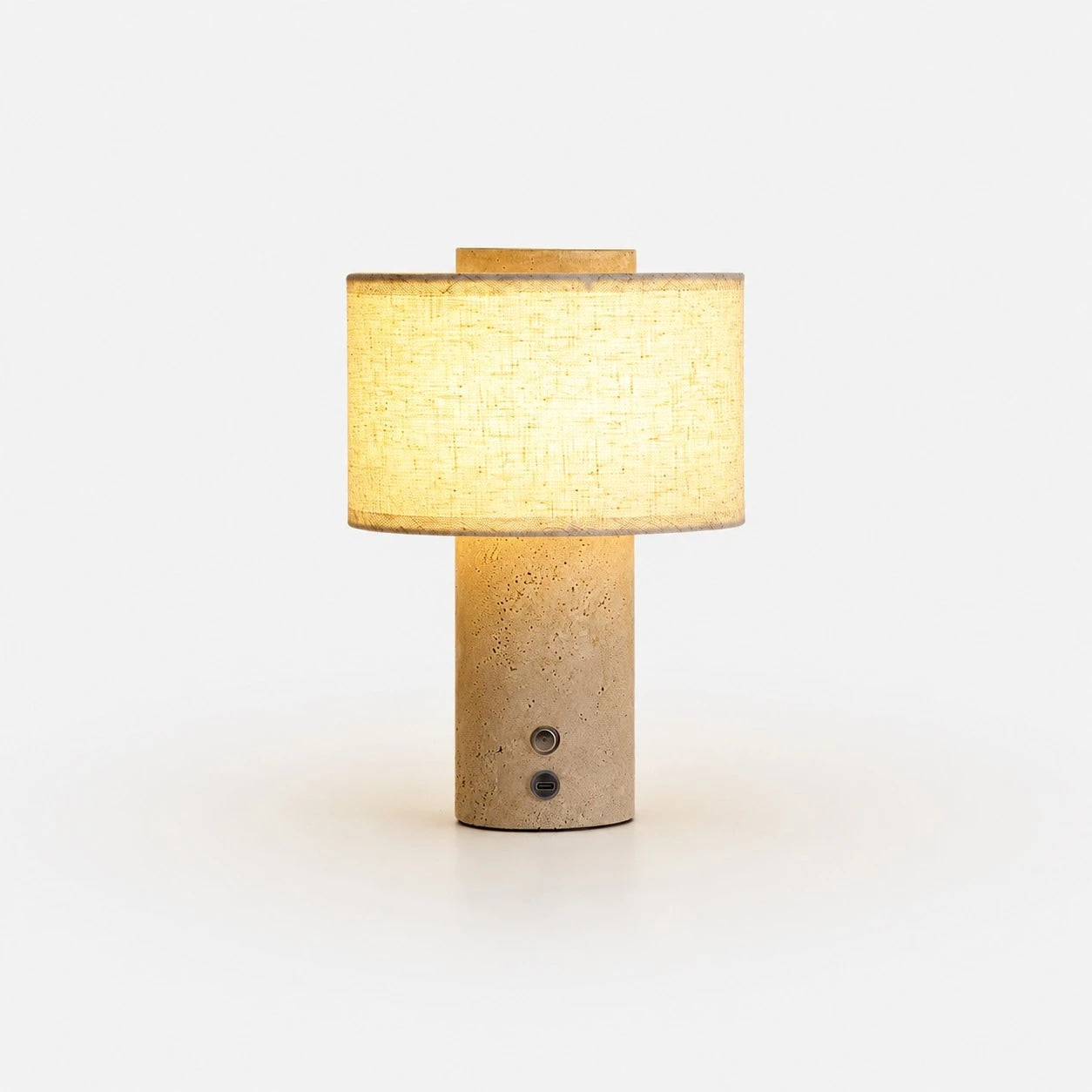 Travertine Stone Rechargeable Touch Table Lamp | Souliia