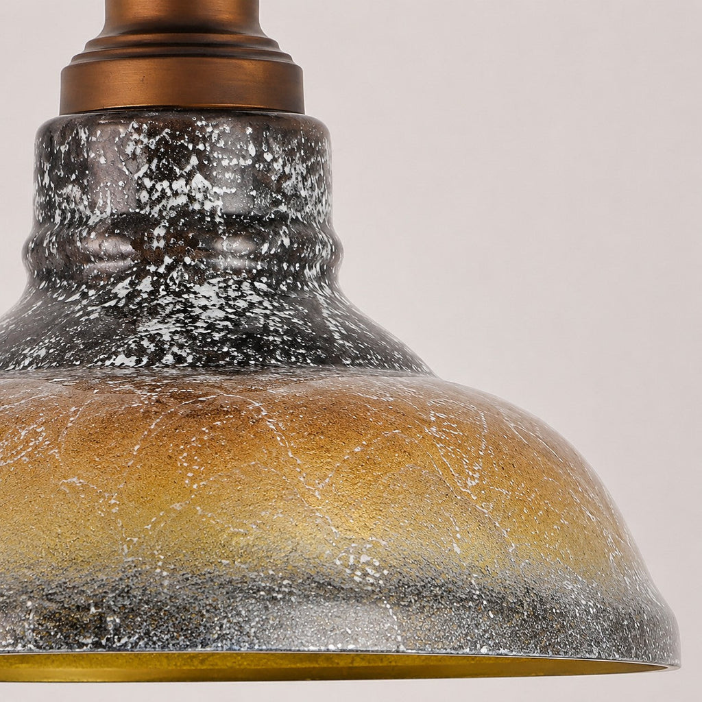 Smoky Gray Glass and Brushed Bronze Metal Pendant Light | Souliia