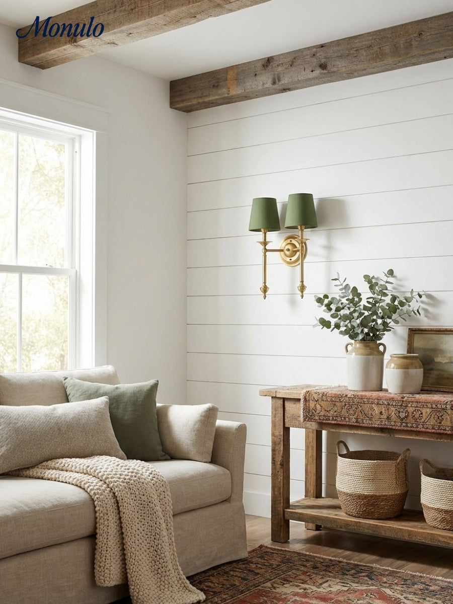 Rowan Fabric Shade Wall Sconce in Antique Copper - Vintage Luxury Light for Interiors | Souliia
