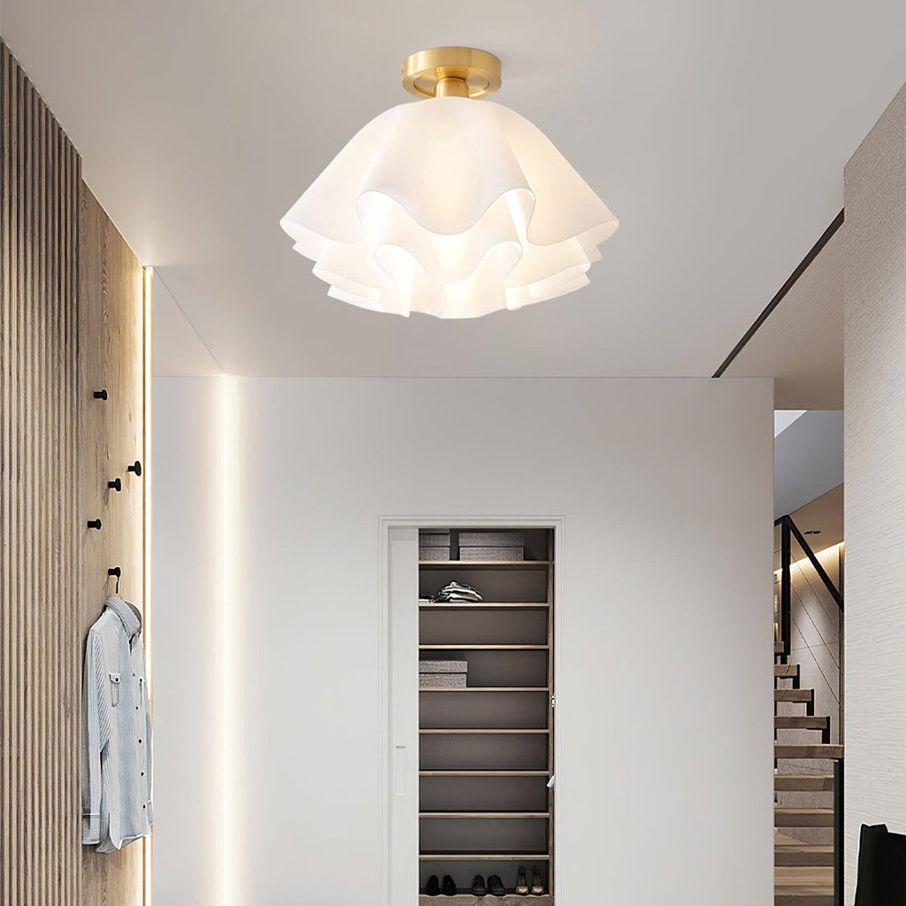 Lustra Pleated Retro Brass Acrylic Ceiling Light | Souliia
