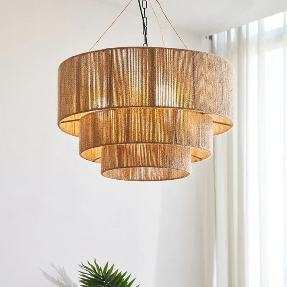 The Elegant Woven Waterfall Rattan Pendant Light | Souliia