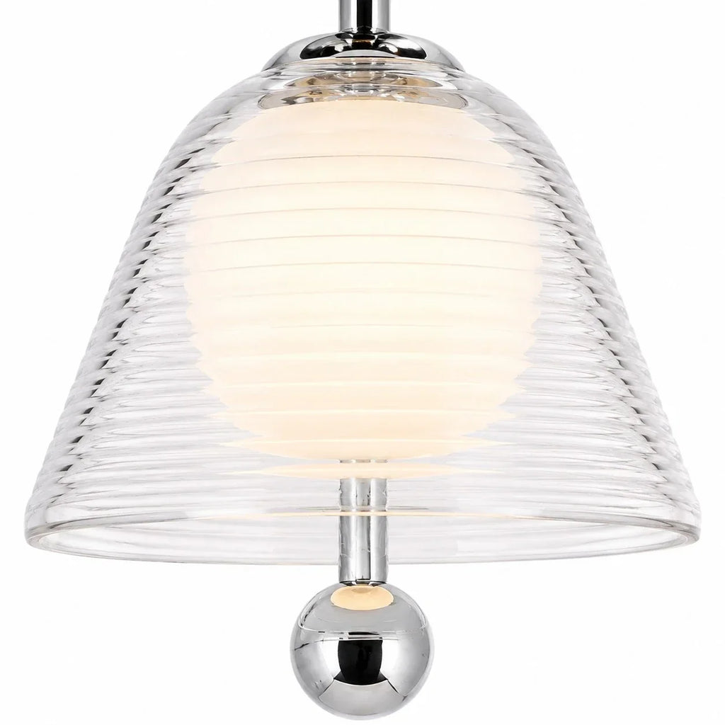 Ribbed Glass Semi-Flush Ceiling Light for Hallway and Entryway | Souliia